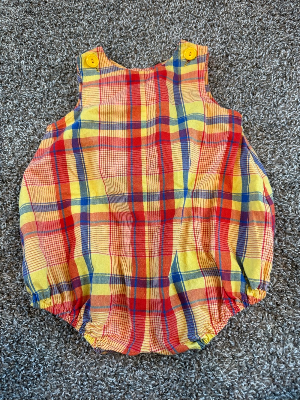 Rags Land Vintage 90’s Baby Boys Size 18 Months Plaid One Piece Romper